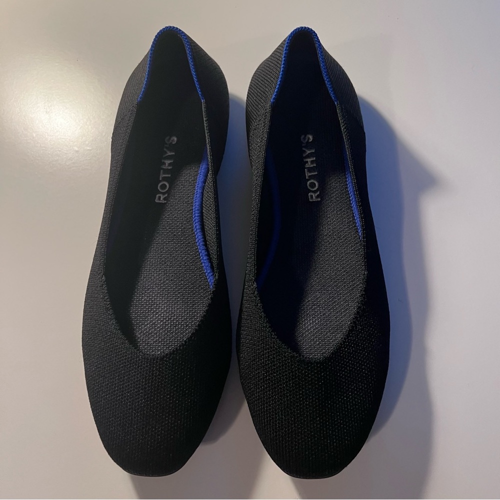 Rothy's Black Slip On Ballet Flats Round Toe Size 9.5